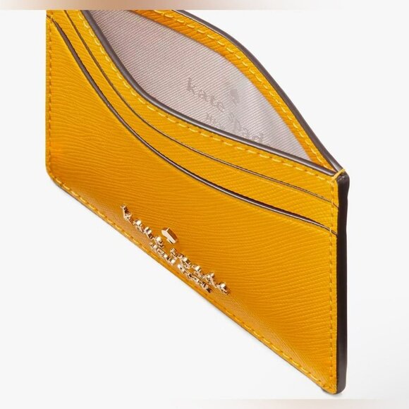 Kate Spade Madison Small Slim Card Holder in yellow Daffodil-NWT - Picture 3 of 7
